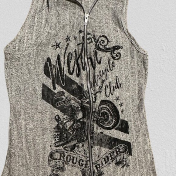 "Westin Motorcycle Club Rough Riders" Grey Sleeveless Top - Picture 4 of 9